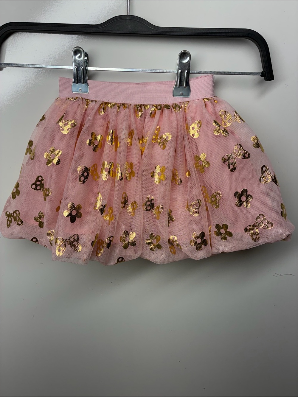 Disney Girls Pink Tulle Tutu Skirt with Gold Foil Butterflies & Flowers, size 2T